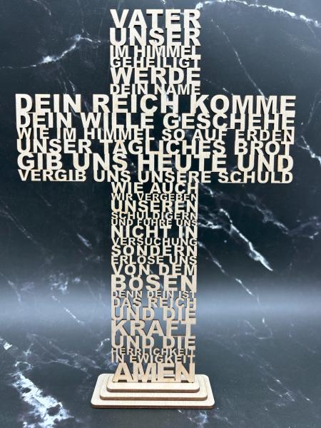 Vater Unser Wortkreuz mit Sockel
